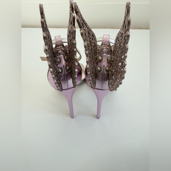 Sophia Webster Pink Silver Leather Evangeline Mid Heel butterfly sandals EU 40.5 - Picture 5 of 11